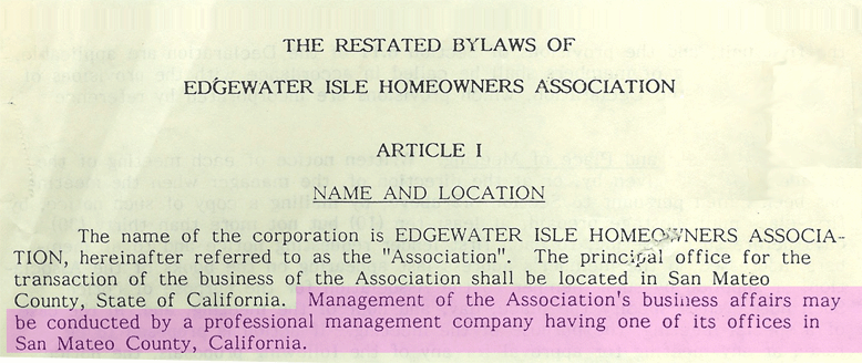 Edgewater Isle original bylaws
