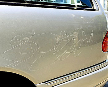stock photo: scratched car