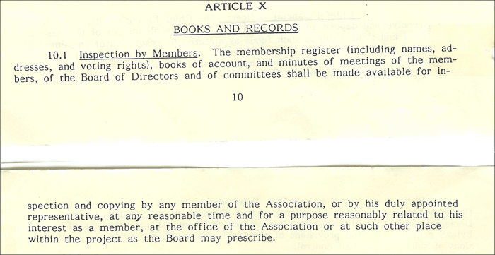 Inspection by Members: The membership register ...shall be made available for inspection and copying by any member of the Association .... at any reasonable time and for a purpose reasonably related to his interest as a member ....