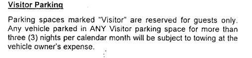 excerpt from Rules Book that discusses parking
