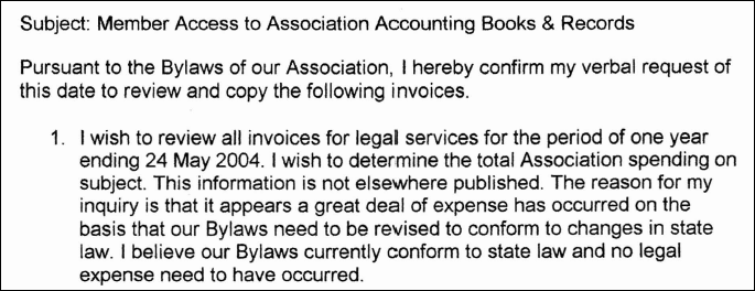 HOA member requests access to association accounting books and records