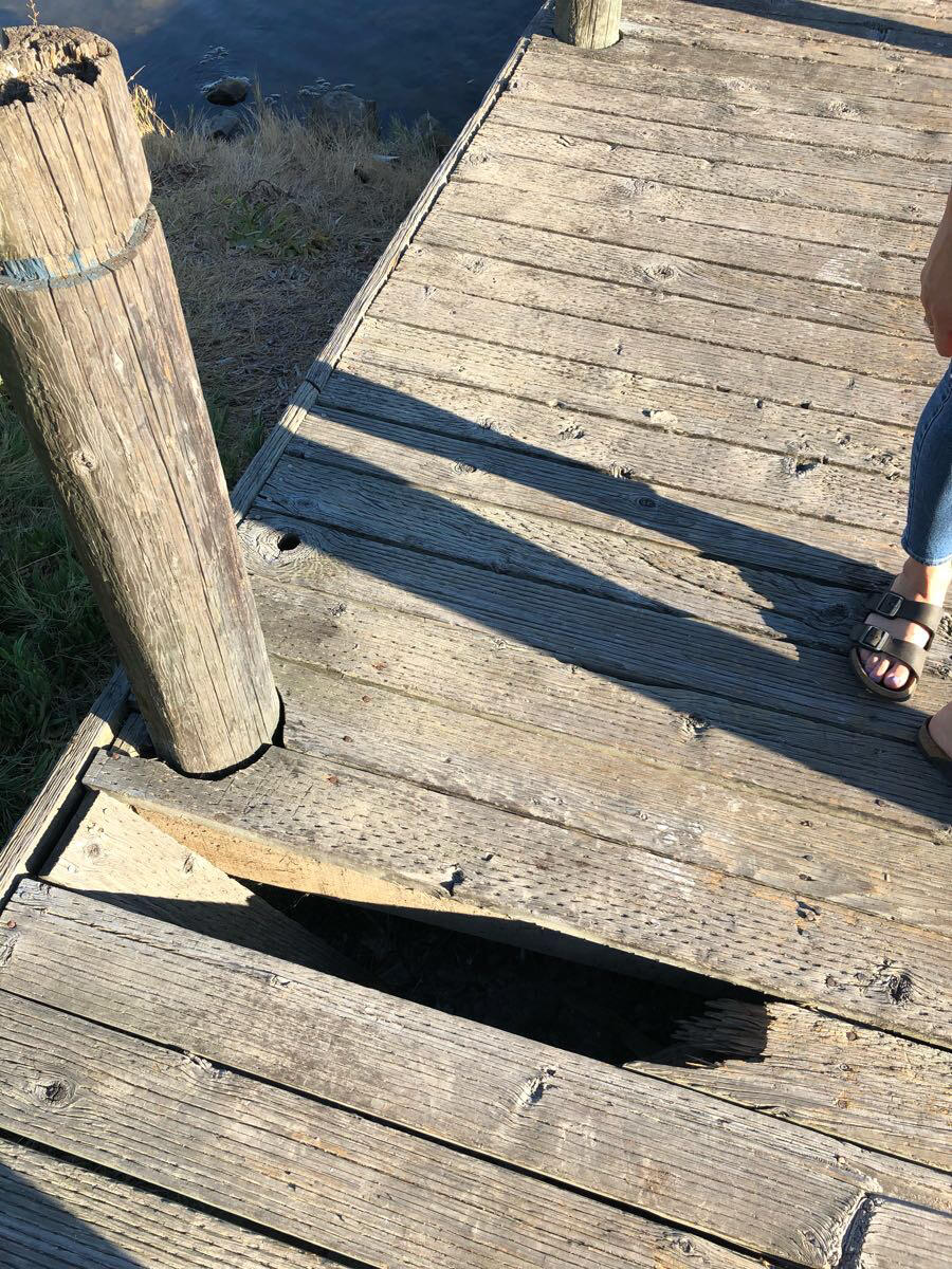 Edgewater Isle dock has holes