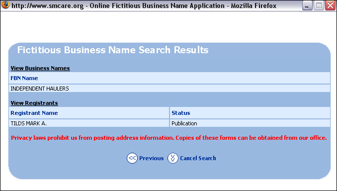 San Mateo County Ficticious Business Names database shows Independent Haulers is owned by Mark Tilds