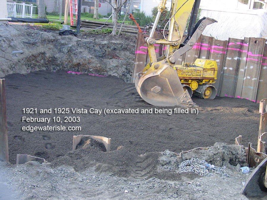 1921 and 1925 Vista Cay in Edgewater Isle being filled in